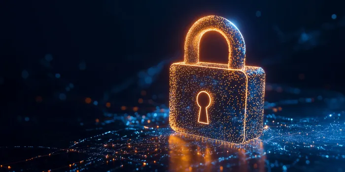 Digital Security Shield Icon Illuminated on Black Background Illustration