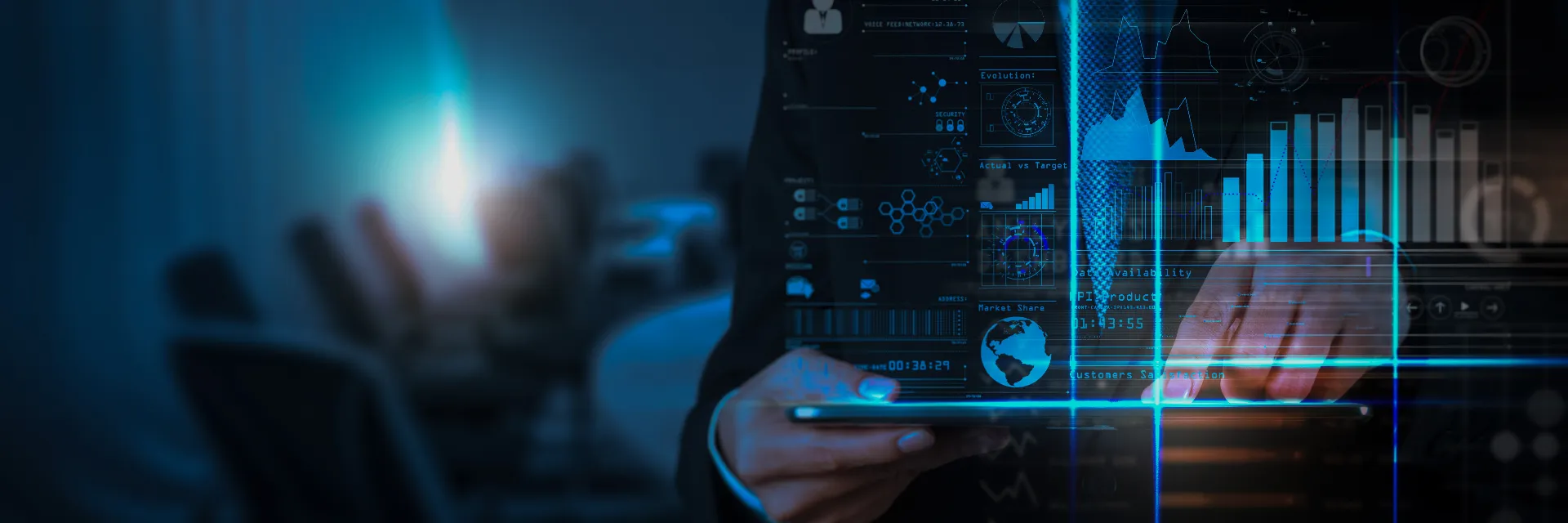 Symbolbild Tablet mit Auswertungen für Darstellung Projekt