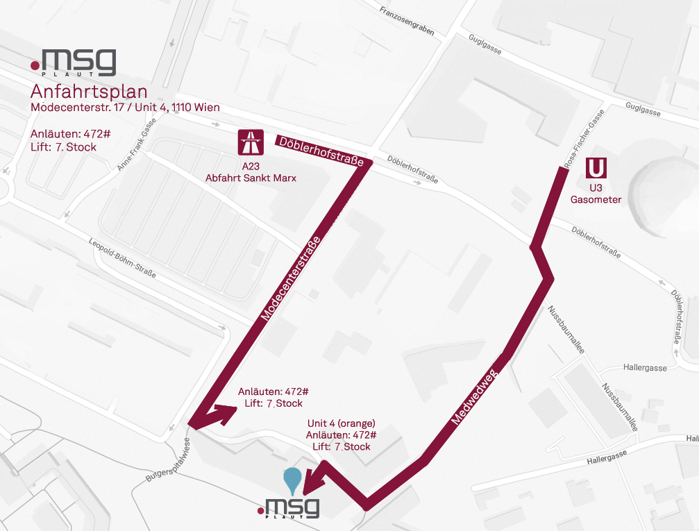 Anfahrtsplan msg Plaut Wien