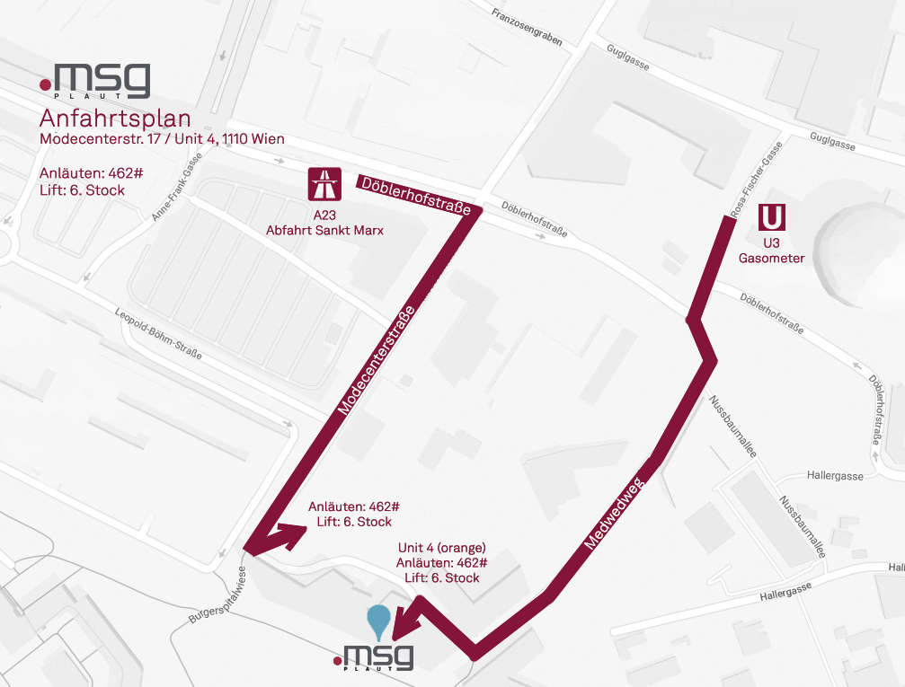 Anfahrtsplan msg Plaut Wien